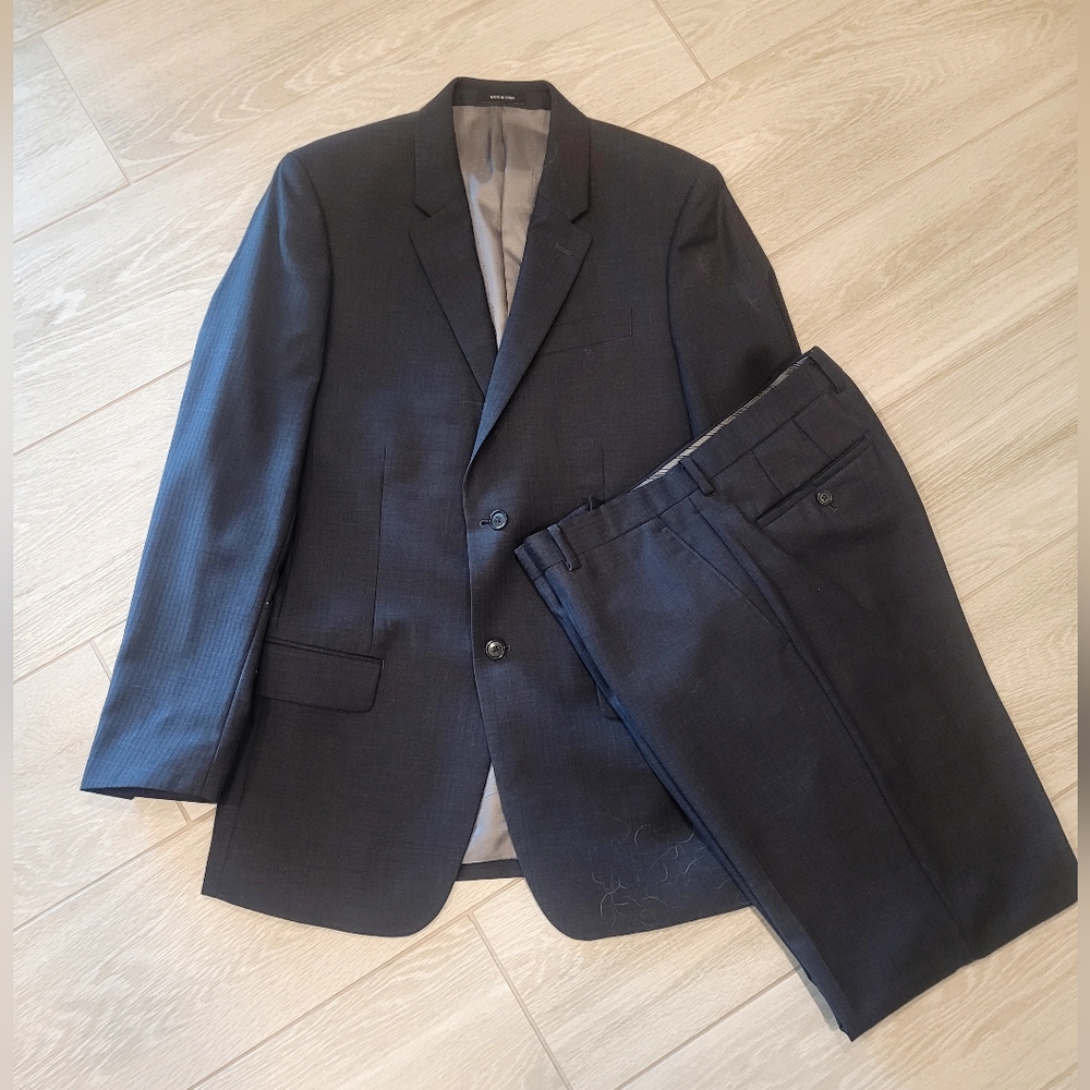Calvin Klein Men's Pin Stripe Two Button Formal Suit - Picture 2 of 16